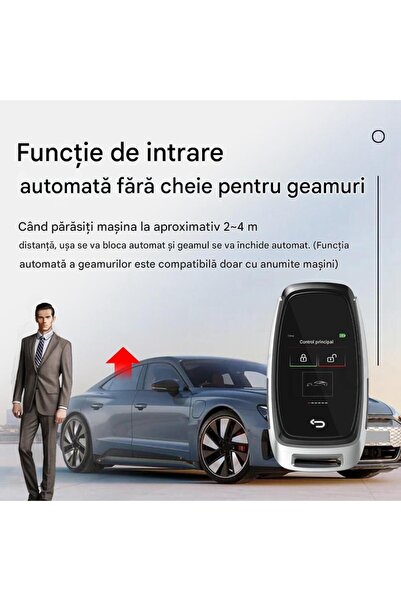 CerCip Cheie Auto Digitala, Activare Keyless Entry, Smart Car Key, Ecran LCD cu touch, 4 Butoane, ,Argintiu