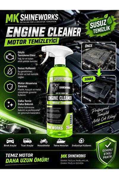 MK SHINEWORKS Susuz Motor Temizleyici 500 ML – Engine Cleaner Araç Motor Temi...