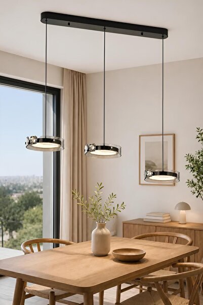 Elvora Home 3'lü Modern (PREMİUM) 3 Renkli LEDli Sarkıt Avizesi Salon Mutfak ...