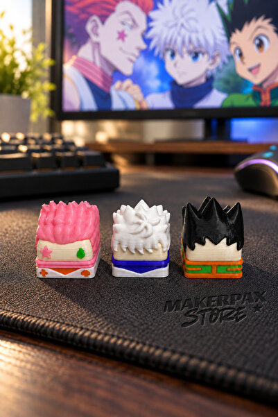 Makerpax Anime Keycaps 3'lü Set Gon, Killua ve Hisoka - Mekanik Klavye Tuş Takımı