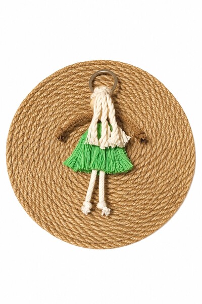 nftart.design Girl's Knitted Macrame Keychain/Bag Ornament with Skirt