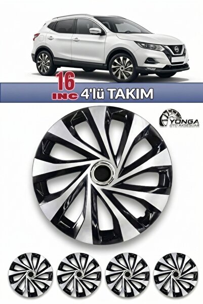 YONGA OTO AKSESUAR NİSSAN QASHQAİ 16 İnç Kırılmaz Jant Kapağı 4 Adet Siyah Gü...
