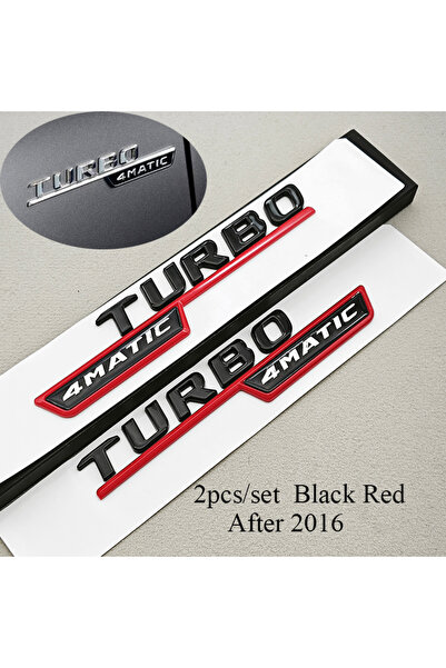Choice3 Black Red 2pcs 2pcs 3D ABS Chrome Car Letters TURBO 4MATIC Logo Fende...