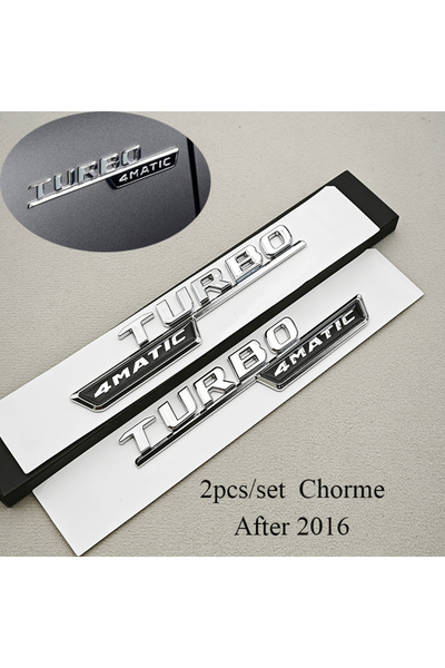 Choice1 Chrome 2pcs 2pcs 3D ABS Chrome Car Letters TURBO 4MATIC Logo Fender S...