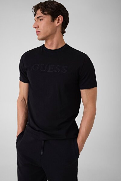 Guess تي شيرت مطرز بالشعار
