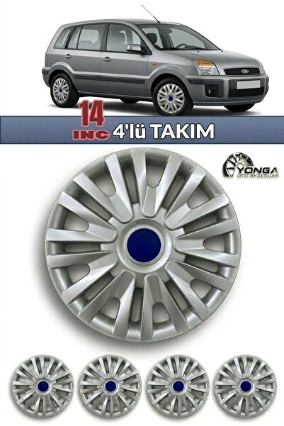 YONGA OTO AKSESUAR FORD FUSİON 14 İnç Jant Kapağı 4'lü Set Gümüş + 4 Amblem +...