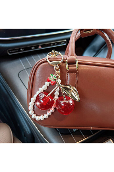 Choice red 1PC Sweet Cherry Imitation Pearl Beads Key Chain Exquisite Bag Pen...