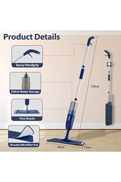 Choice SDARISB Blue 500ml DARIS Spray Mop, 500ml Bottle, 3 Microfiber Mop Pad...