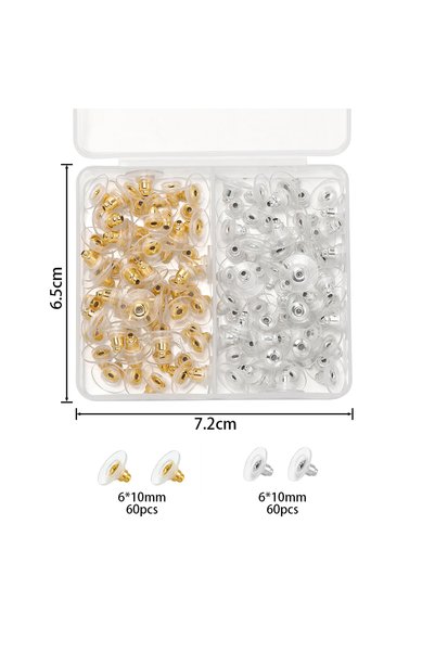 Choice Gold Silver 120pcs Boxed Soft Silicone Rubber Earring Back Stoppers Fo...