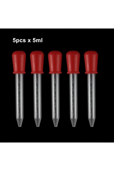 Choice4 5Pcs Red 2/5pcs 5ml Clear Silicone Dropper Graduated Pipette Liquid F...