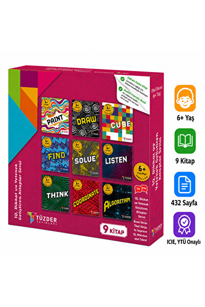 TÜZDER Yayınları 6+ Yaş 9'lu Dikkat Seti | IQ Dikkat Ve Yetenek Geliştiren Ki...