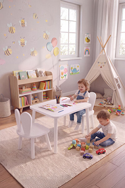 Bee Smart Full Beyaz Oyun Masası-Aktivite Masası-Çalışma Masası-Etkinlik Masa...