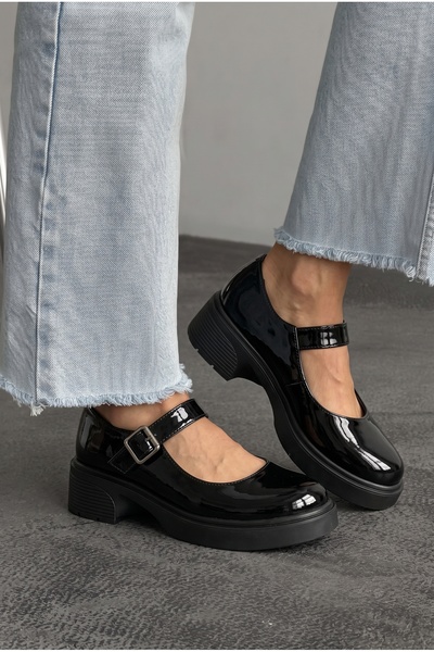 v.s.h velvet Women's Patent Leather Buckle Mary Jane Women's Loafer Moccasin ...