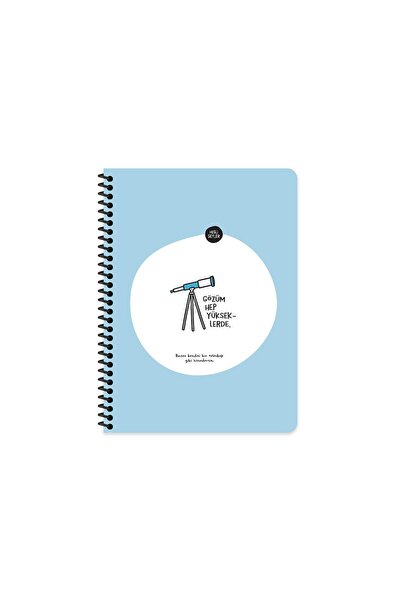 Hisli Şeyler Striped Spiral Notebook with Stickers My Eyes Go High 16.5X22.5