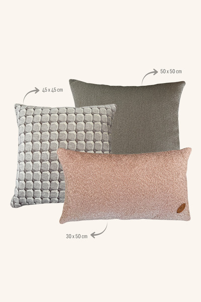 Maison Pactole Set of 3 Pink Green Stuffed Throw Pillows