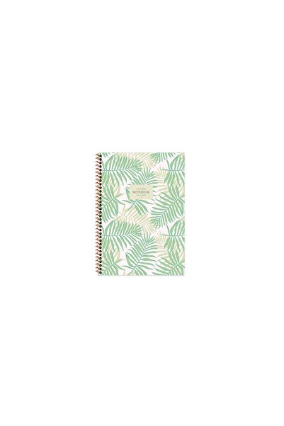 KESKİN COLOR A6 Spiralli Karton Kapak Çizgili La Plume Leaves Defter - Yeşil