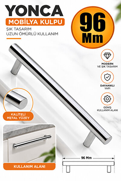 NUBLADO Clover 96 mm - 9.6 cm Metal Bright Chrome Furniture Kitchen Cabinet D...