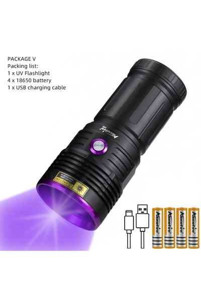 Choice 18650 black UV LIGHT 80W 365nm UV High Power Ultraviolet Flashlight US...