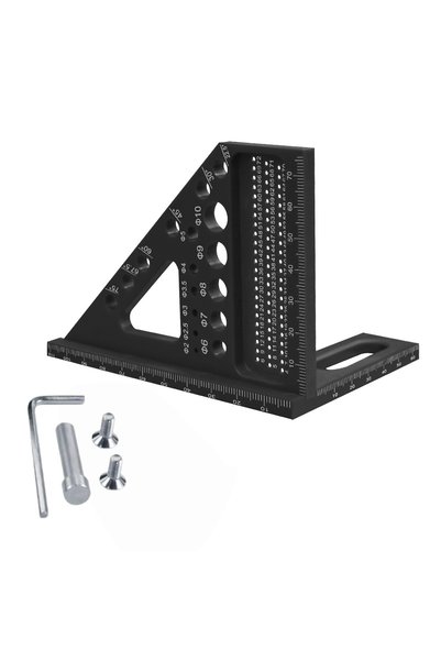 choice2 Black Precision Carpenter Square & Hole Scribing Ruler | 22.5-75° Mea...