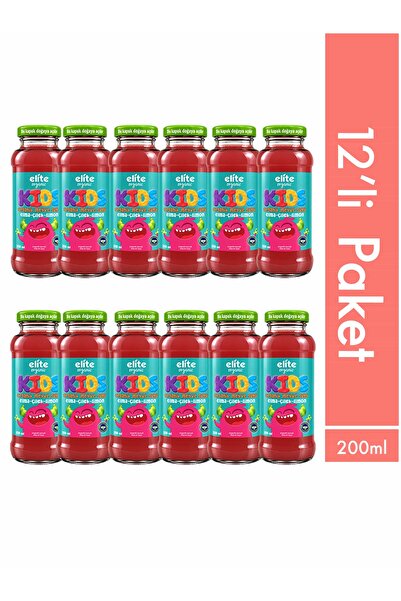 Elite Naturel 12'li Kids Organik Elma-Çilek-Limon Meyve Suyu 200 ml