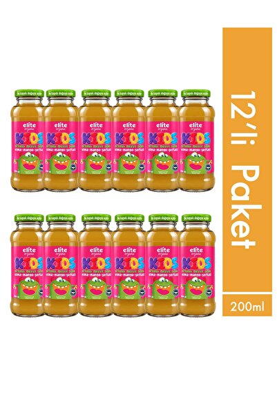 Elite Naturel 12'li Kids Organik Elma-Mango-Şeftali Meyve Suyu 200 ml