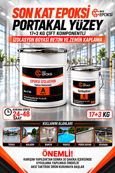 Ecs 20 kg Profesyonel Epoksi Izolasyon Boyası – Su Yalıtım Boyası ve Beton Ze...