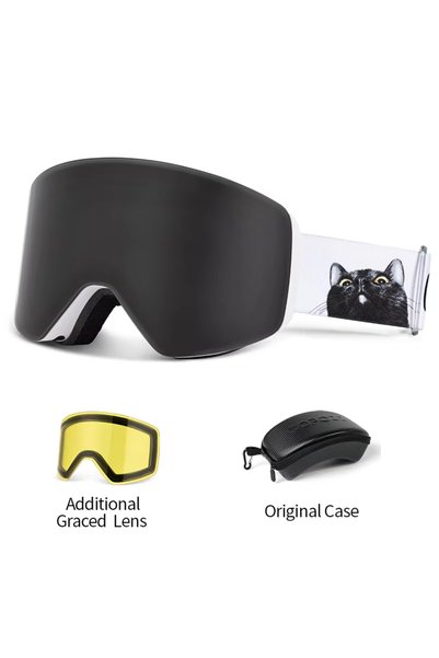 Choice Black set COPOZZ Winter Professional Men Women Ski Goggles Set Magneti...