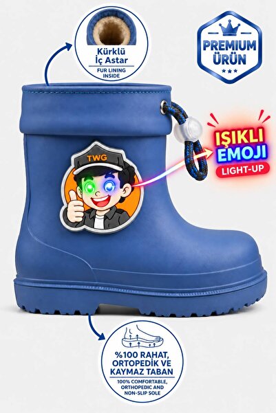 Ayakkabı Consept Kürklü Yağmur Kar Çocuk Bot Çizme Erkek Ortopedik Taban Işık...