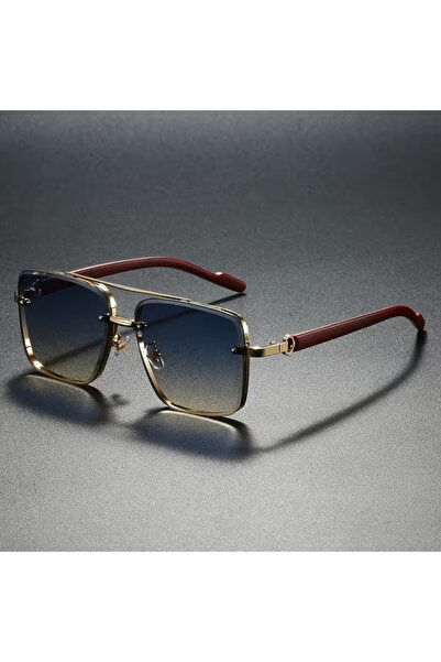 Choice Navy Blue 1pc Fashion Retro Square Metal Shades Women's Driving Sungla...