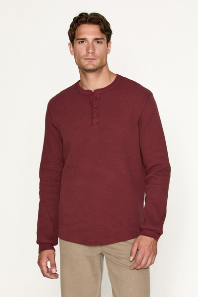 GRIMELANGE SIELLA Erkek Organik Pamuklu Patlı Uzun Kollu Bordo Sweatshirt