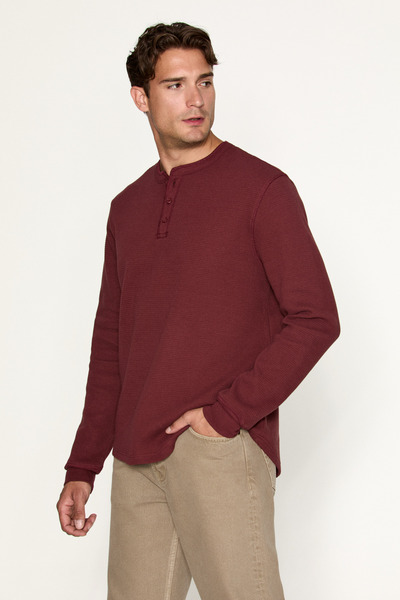 GRIMELANGE SIELLA Erkek Organik Pamuklu Patlı Uzun Kollu Bordo Sweatshirt