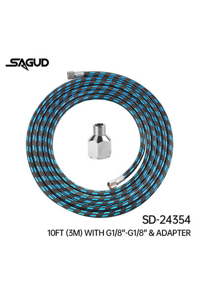 Choice SD-24-354 Airbrush Hose 1/8"3m Nylon Braided Air Hose with Standard 1/...