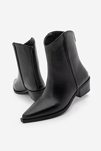 Marjin Women's Pointed Toe Cowboy Stitching Detailed Western Boots Vildo Black