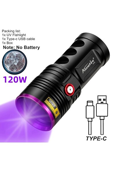 Choice 18650 black No Battery 120W 6x365nm UV Powerful Ultraviolet Flashlight...