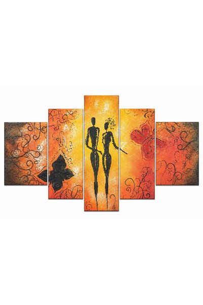 Generic Brand Golden Sunset Panel - Five Piece Abstract Artwork
