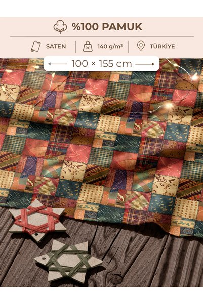 FabricMarket %100 Pamuk Saten Patchwork Kumaş – 155×100 cm – Dikiş ve DIY İçin