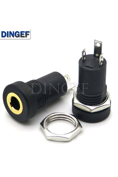 Choice 5PCS/LOT 3.5mm Audio Socket 3 Pole Black Panel Mount Gold Plated With ...