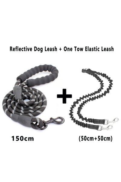 Choice black Double Dog Leash 360 Swivel No Tangle Walking Leash Shock Absorb...