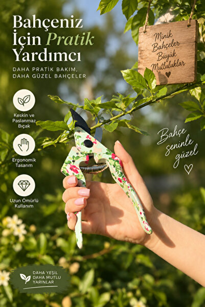 netasera Pastel Çiçekli Budama Makası, Bahçe Çiçek Gül Budama , Bahçe El Alet...