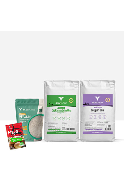 Tam Tarım Glutensiz Çiğ Karabuğday Unu 2 Kg – Sorgum Unu 2 Kg – Psyllium 100 ...