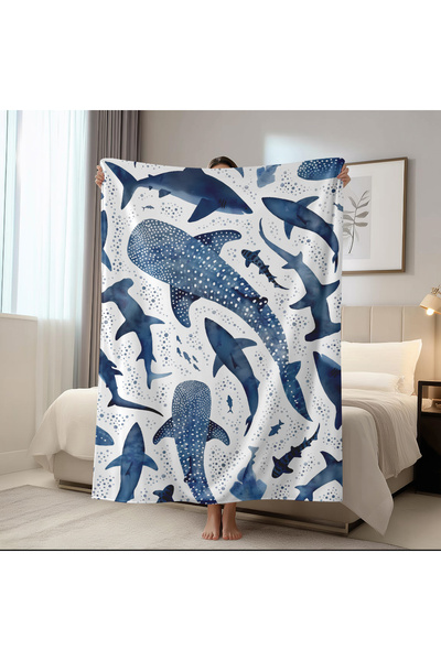 choice2 150x130cm MT022 1pc shark print nap blanket, flannel blanket, suitabl...