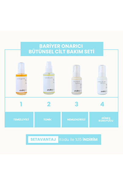 Evolvy Bariyer Onarıcı Bütünsel Cilt Bakım Seti , Doğal, Vegan, Sürdürülebili...