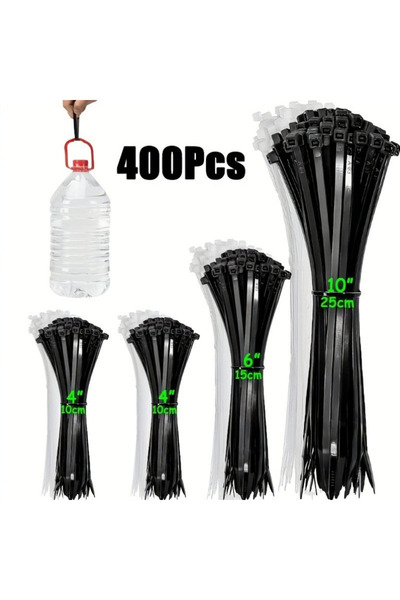 Choice black 400Pcs Multi-Size Cable Ties Set, Heavy Duty Nylon Zip Ties, Bla...