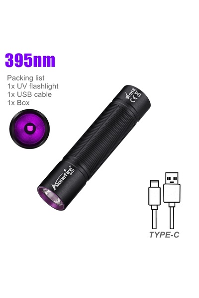 Choice SV127-395nm-black Mini 365nm/395nm Blacklight High Bright UV Flashligh...