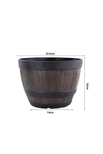 Choice wood Simulation Wood Barrels 9 Inch Resin Flower Pot Vintage Style Buc...