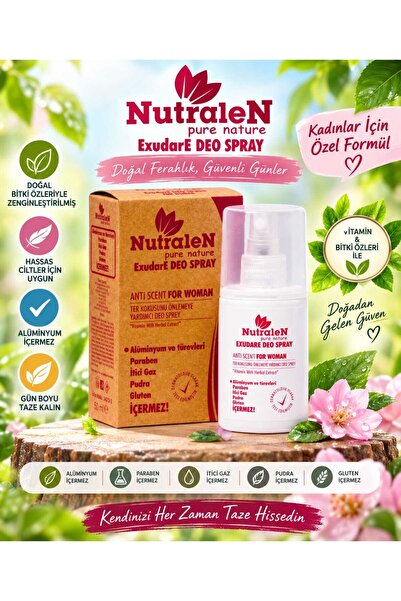 Exudare Deo Sprey Kadın (Women) - Doğal Deodorant - Ter Kokusunu Önler Roll On Spreyli Kalıcı 50 ml