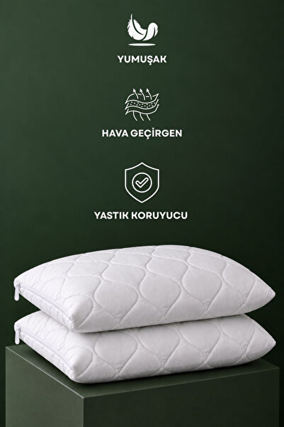 vivamaison غطاء وسادة مبطن 50x70 عبوة من قطعتين باللون الأبيض
