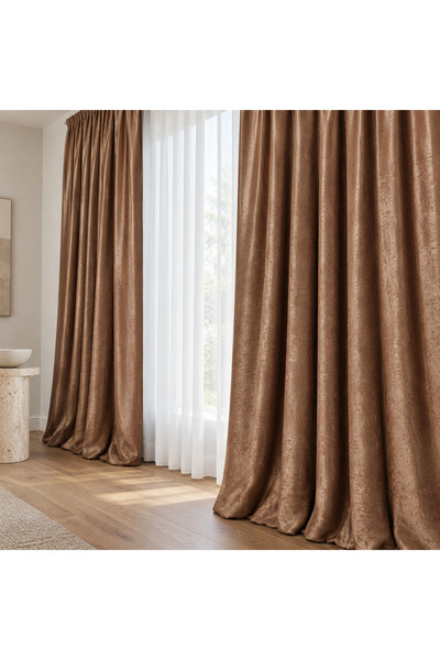 Mastel Set 2 draperii black-out culoare coniac