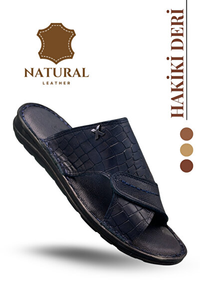 sermoda Genuine Real Leather Men's Slippers Lightweight Slippers Leather 3d N...