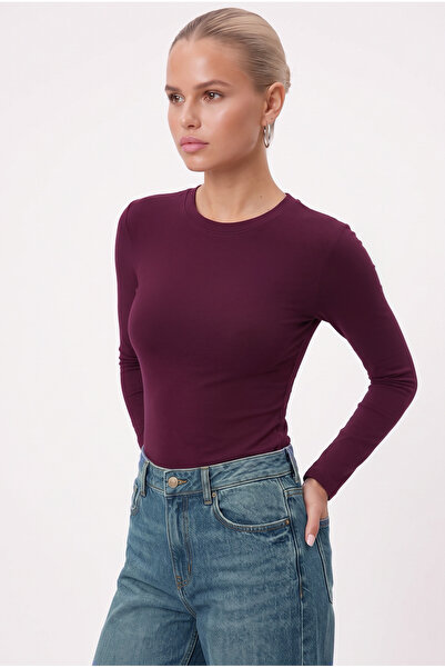 Ritnice Women's Main Lux Touch Soft Texture Plum Blouse